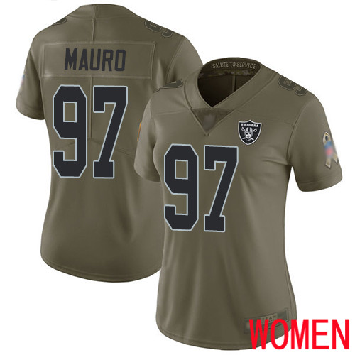 Oakland Raiders Limited Olive Women Josh Mauro Jersey NFL Football #97 2017 Salute to Service Jersey->women nfl jersey->Women Jersey